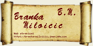 Branka Miloičić vizit kartica